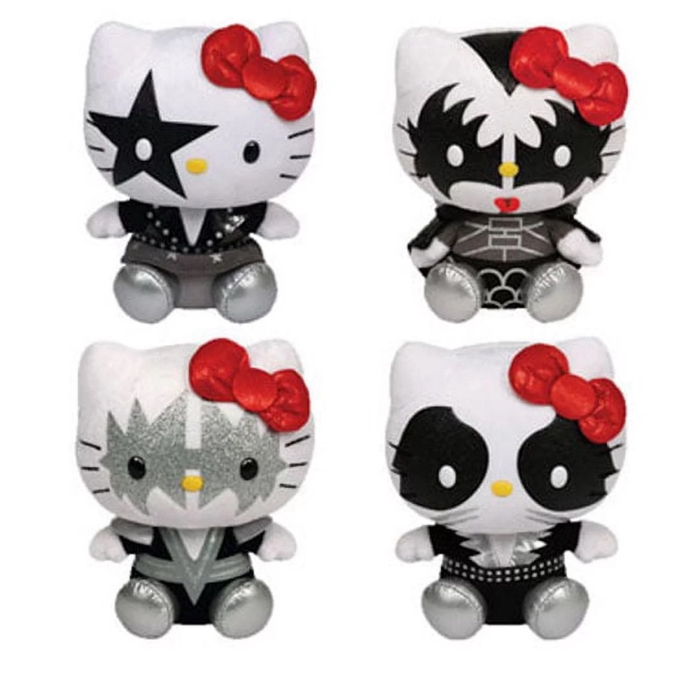 TY Beanie Babies HELLO KITTY (KISS Set of 4: Demon, Starchild, Catman, Spaceman)